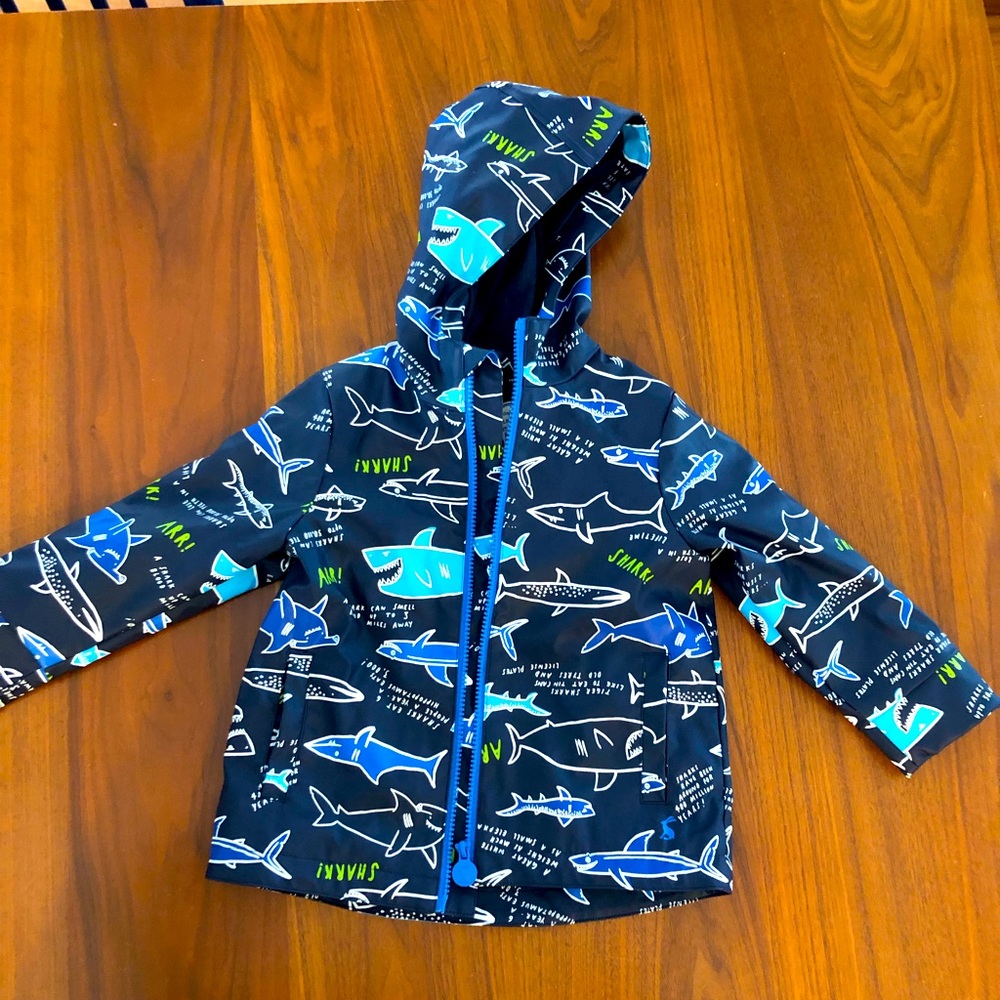 Joules shark blue raincoat